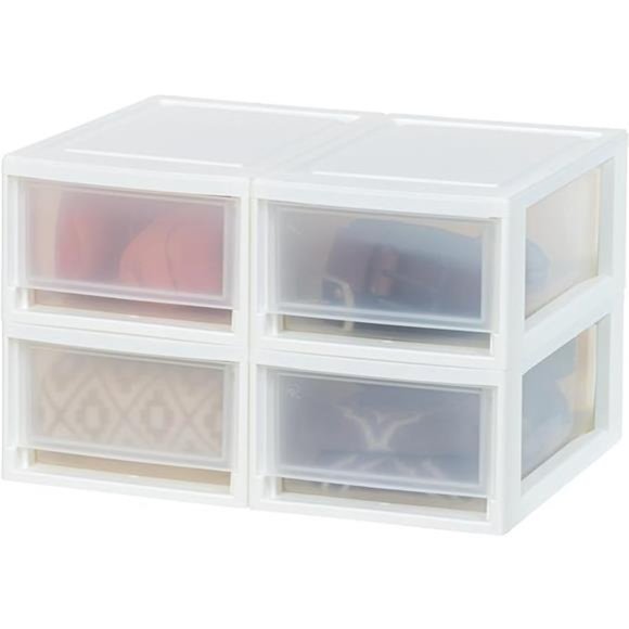 6 Qt. Small Plastic Stacking Drawer, 4-Pack, Stackable Storage Organizer, White - Picture 2 of 6